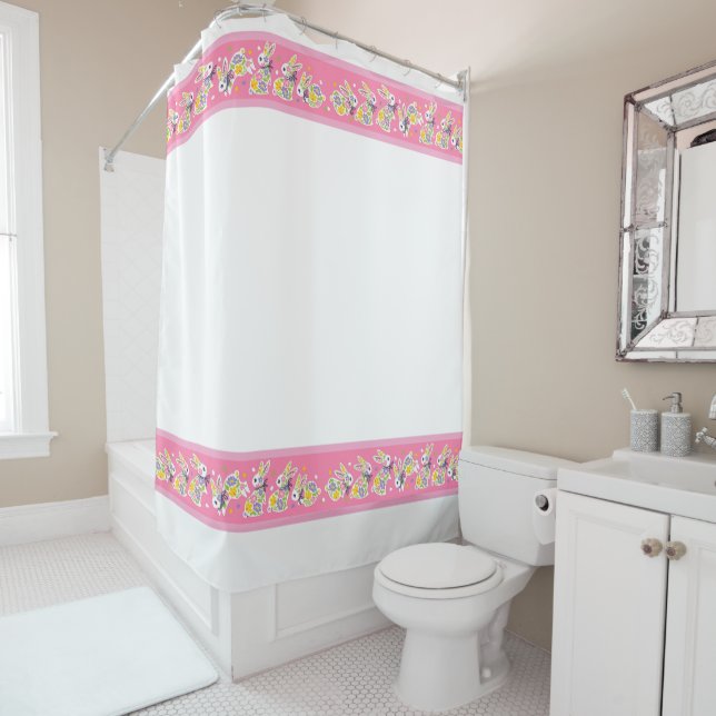 Easter Floral Rabbits Shower Curtain (In Situ)