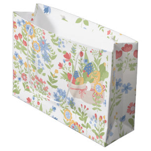 Easter Floral Spring Pattern Modern Large Gift Bag