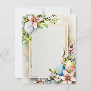 Easter flowers and eggs blank stationery holiday card