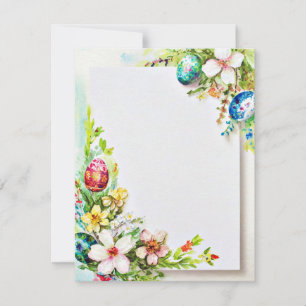 Easter flowers and eggs blank stationery holiday card
