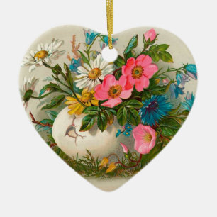Easter Flowers Vintage Floral Art Ceramic Tree Decoration