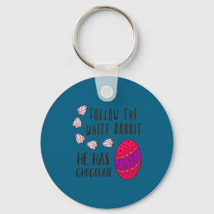 Easter follow the white rabbit funny quote cute t key ring
