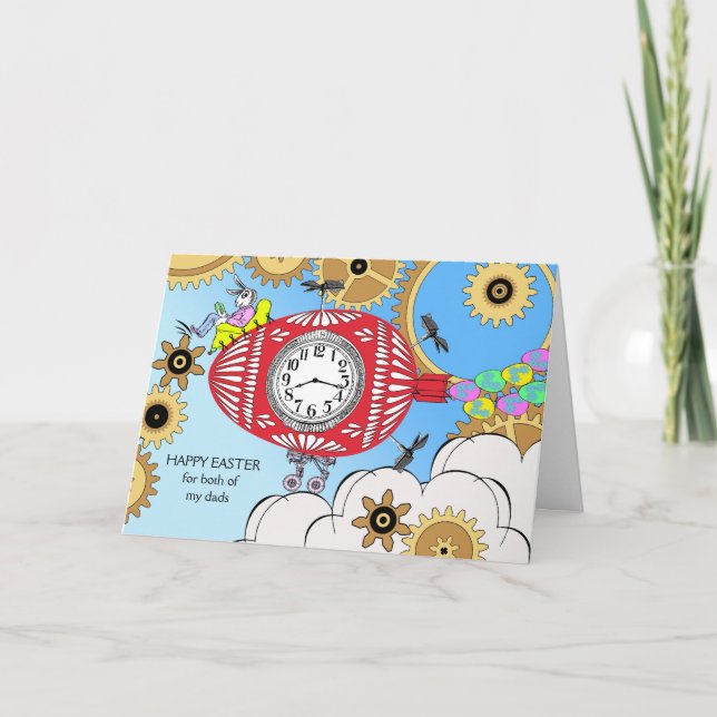 Easter for Both of My Dads, Steampunk Rabbit Holiday Card (Front)