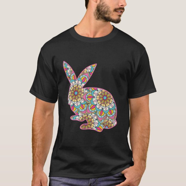 Easter For Women Easter Bunny Flowers Cute Mum Gif T-Shirt (Front)