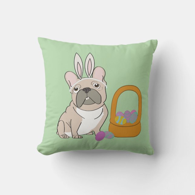 Easter French Bulldog Cushion (Front)