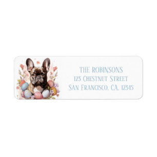 Easter French Bulldog Eggs and Flowers -  