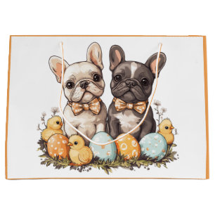 Easter French Bulldogs Large Gift Bag