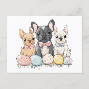 Easter French Bulldogs Postcard