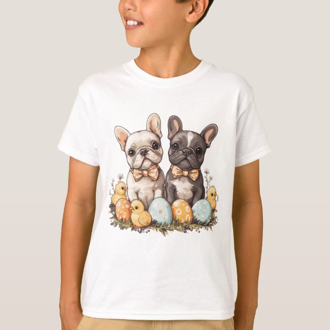 Easter French Bulldogs T-Shirt (Front)