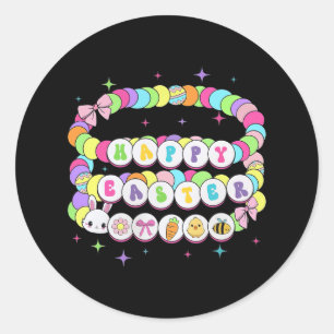Easter Friendship Bracelet Bunny Easter  Classic Round Sticker