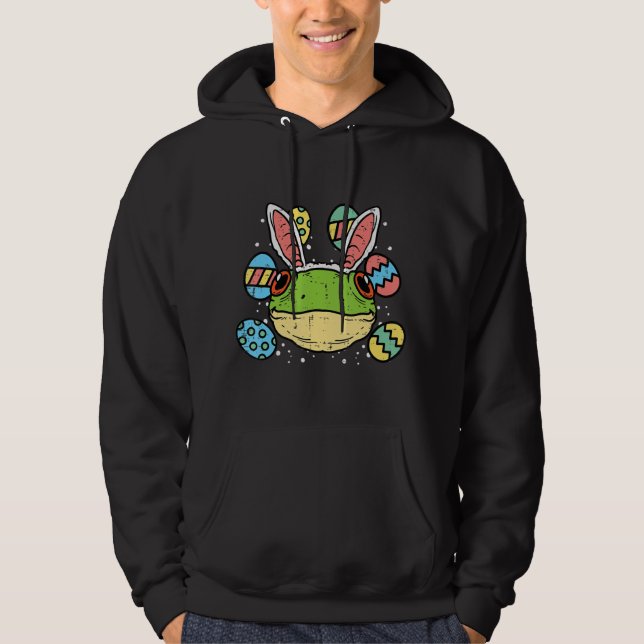 Easter Frog Bunny Face Eggs Animal Men Women Kids Hoodie (Front)