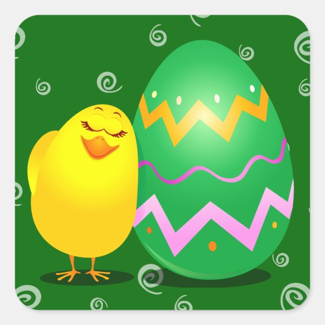 Easter funny chick square sticker (Front)