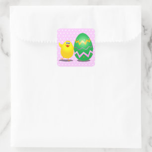 Easter funny chick square sticker