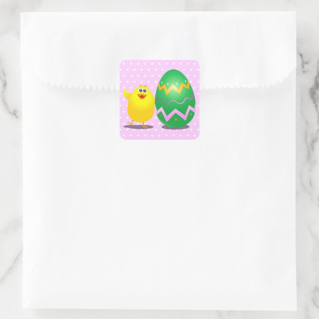 Easter funny chick square sticker (Bag)
