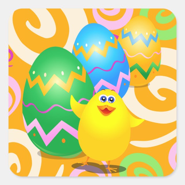Easter funny chick square sticker (Front)