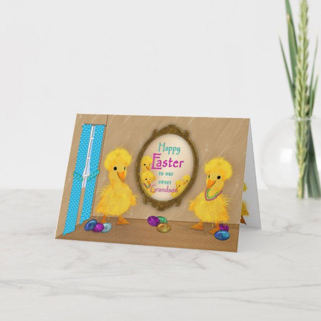 Easter - Funny Ducks -  Grandson Holiday Card (Front)