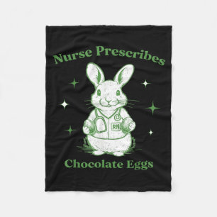 Easter Funny Nurse Prescribes Chocolate Eggs Rn Fleece Blanket