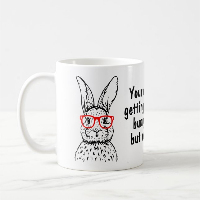Easter Funny Pet Bunny Illustration Quotes Black Coffee Mug (Left)