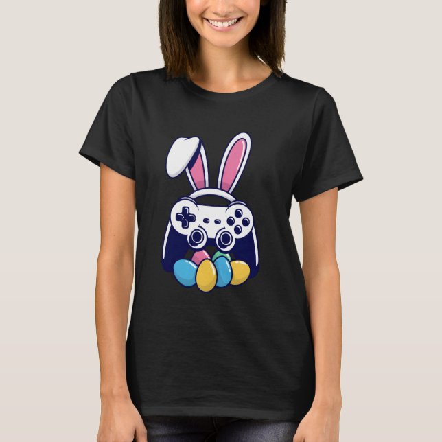 Easter Gamer Bunny Controller Eggs T-Shirt (Front)