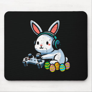 Easter gamer bunny rabbit video game men boys kids mouse pad