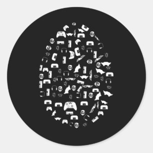 Easter Gamer Gaming Boy Love Easter Eggs Classic Round Sticker