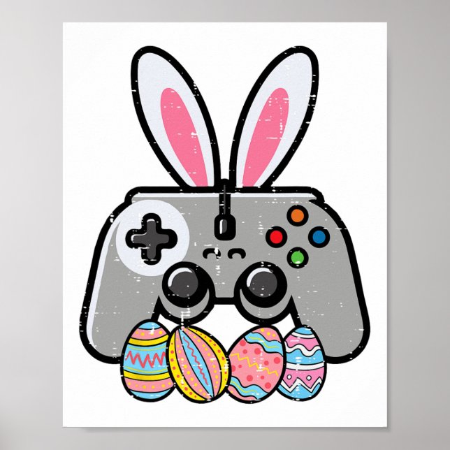 Easter Gaming Controller Bunny Ears Boys Kids Yout Poster (Front)