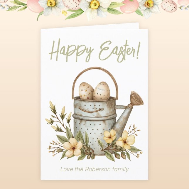 Easter Garden Flowers Sage Holiday Card (Creator Uploaded)