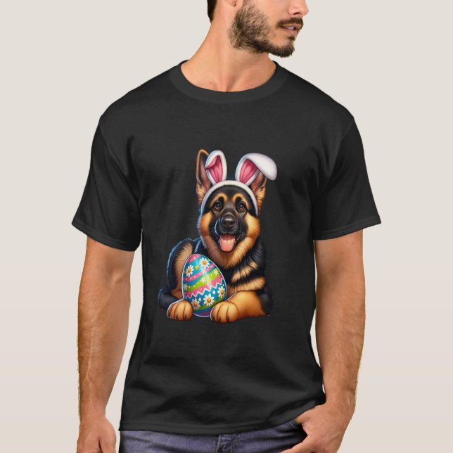 Easter German Shepherd Dog Lovers Bunny Egg Eggs R T-Shirt (Front)