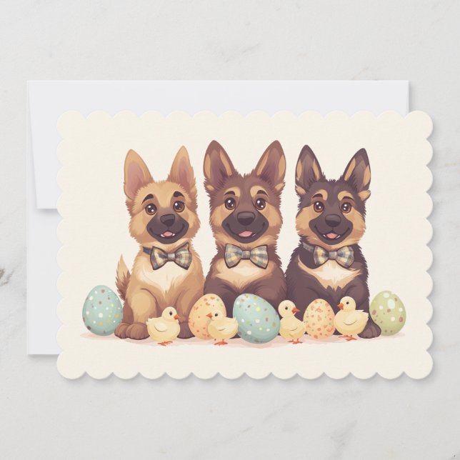 Easter German Shepherd Dogs Holiday Card (Front)