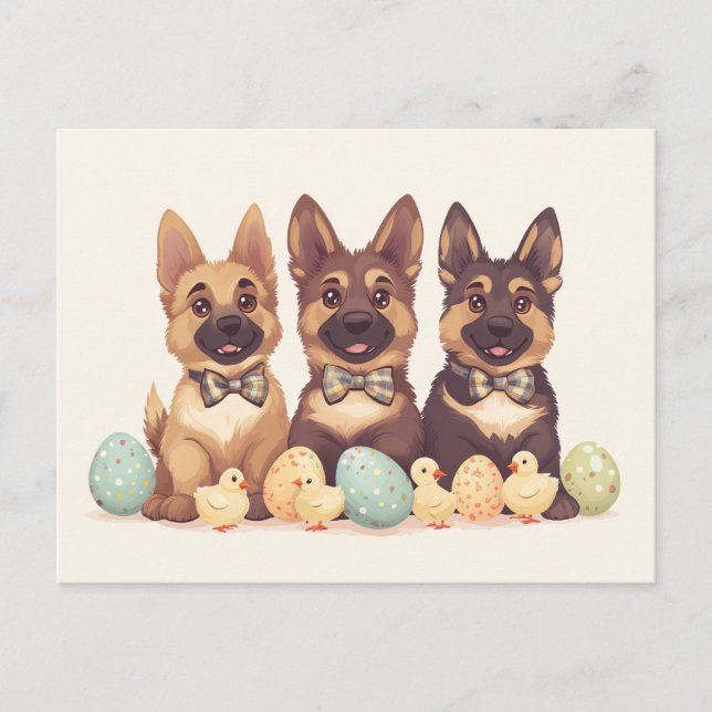 Easter German Shepherd Dogs Postcard (Front)