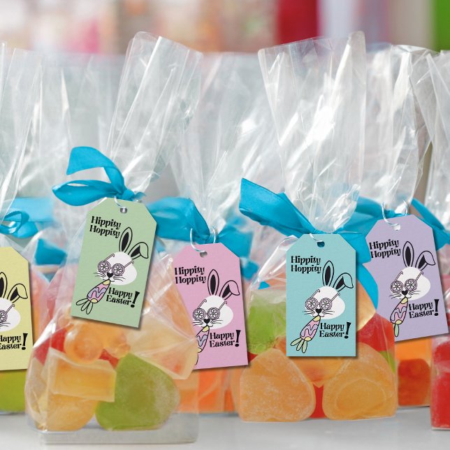 Easter Gift Tag Retro Flower Power Bunny (This listing I for Purple tag only other colors are available for purchase separately)