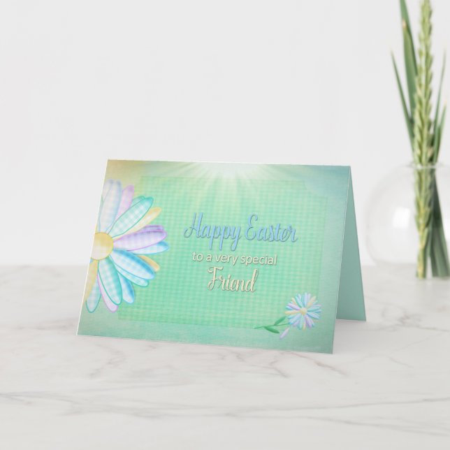 Easter - Gingham Daisy -  Special Friend Holiday Card (Front)