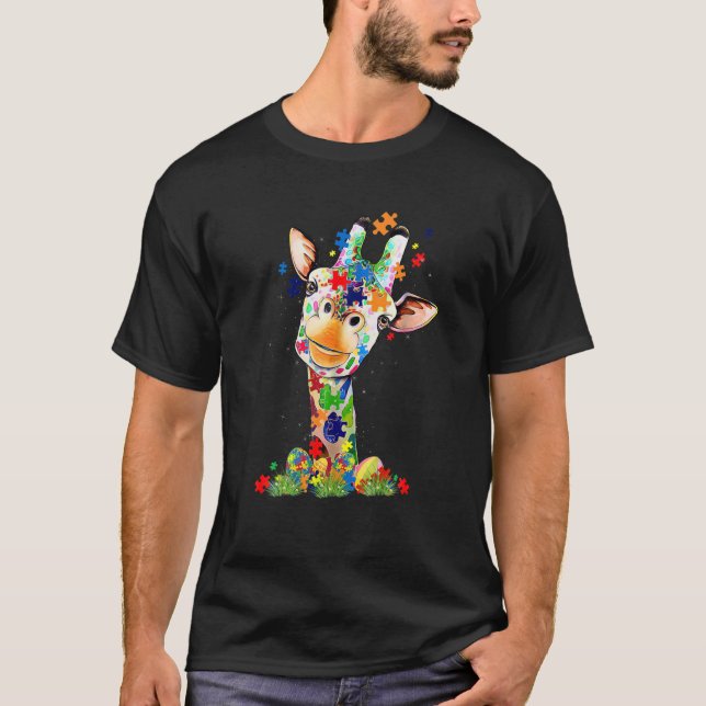 Easter Giraffe World Autism Awareness Day Supporte T-Shirt (Front)
