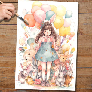 Easter Girl 3 Decoupage Paper