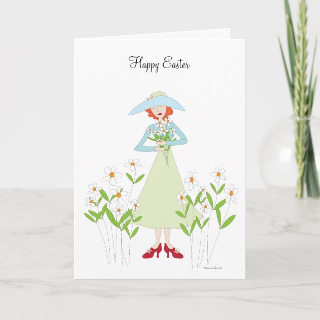 Easter Girl in Red Shoes Holiday Card (Front)