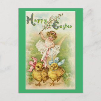  Easter Girl  With Chicks Postcard
