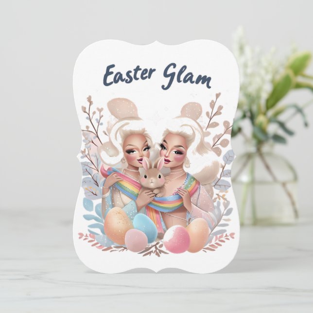 Easter Glam Drag Queen Easter Card (Standing Front)