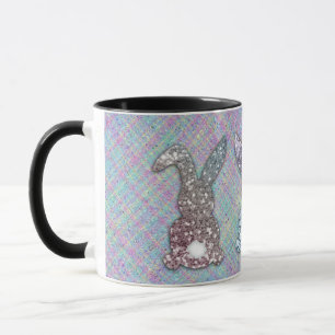 Easter Glitter Pastel Glam Bunnies On Plaid Mug