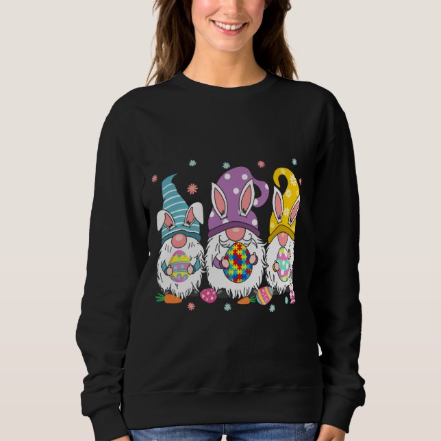 Easter Gnome Bunny Autism Easter Day Eggs Hunting  Sweatshirt (Front)