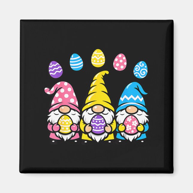 Easter gnome egg trio cute spring  magnet (Front)