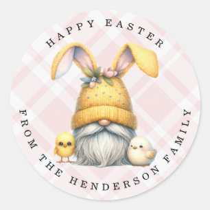 Easter Gnome Personalised Name Round Stickers