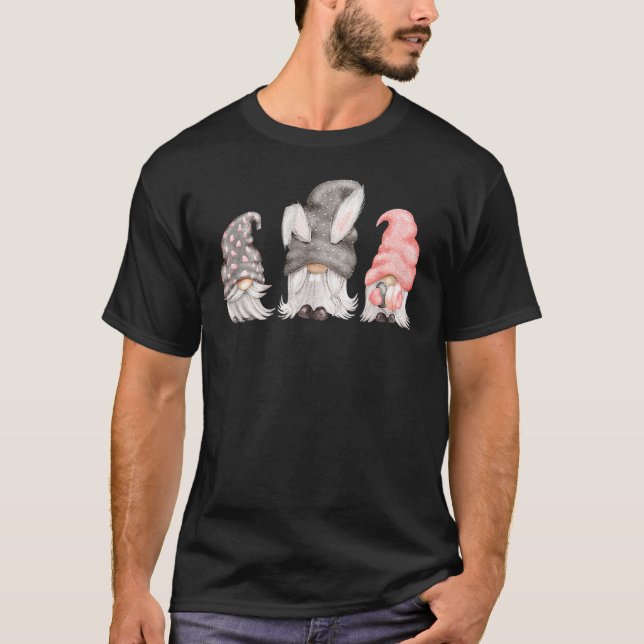 Easter Gnomes Cute Easter Egg Basket Funny Easter  T-Shirt (Front)