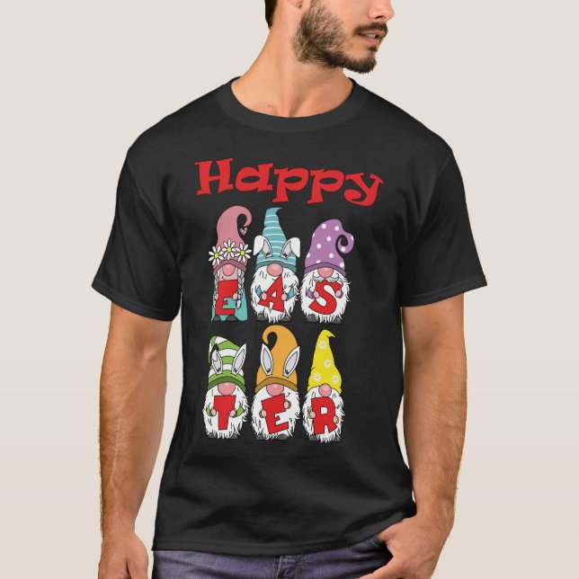 Easter Gnomes Funny Easter Egg Hunting T-Shirt (Front)