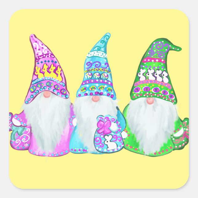 EASTER GNOMES SQUARE STICKER (Front)