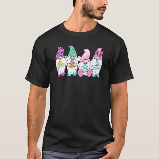 Easter Gnomies Pastel Spring Bunny Ears Gingham Ra T-Shirt (Front)