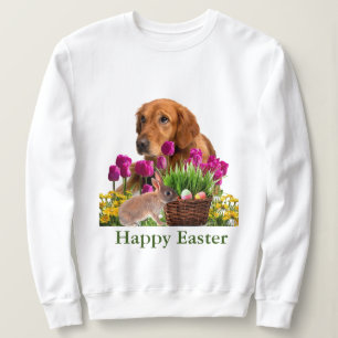 Easter Golden Retriever and Rabbit Spring Holiday Sweatshirt