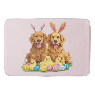 Easter Golden Retriever Dogs Bunny Ears Bath Mat
