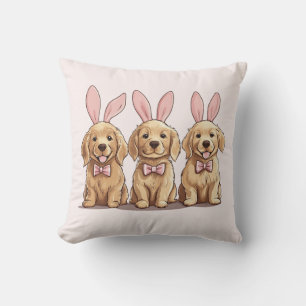 Easter Golden Retriever Puppy Dogs Bunny Ears Cushion