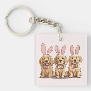 Easter Golden Retriever Puppy Dogs Bunny Ears Key Ring