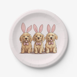 Easter Golden Retriever Puppy Dogs Bunny Ears Paper Plate